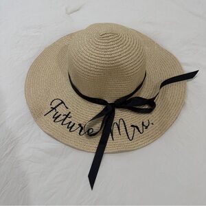 Future MRS. - Beige Sun Hat with Black Ribbon